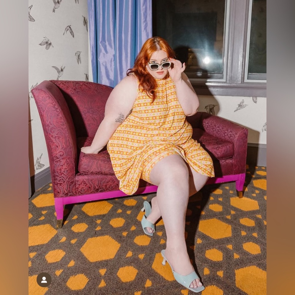 Tamara Malas x Krista Perry Cara Dress 14/16 Gingham Daisy Yellow Orange Pink
